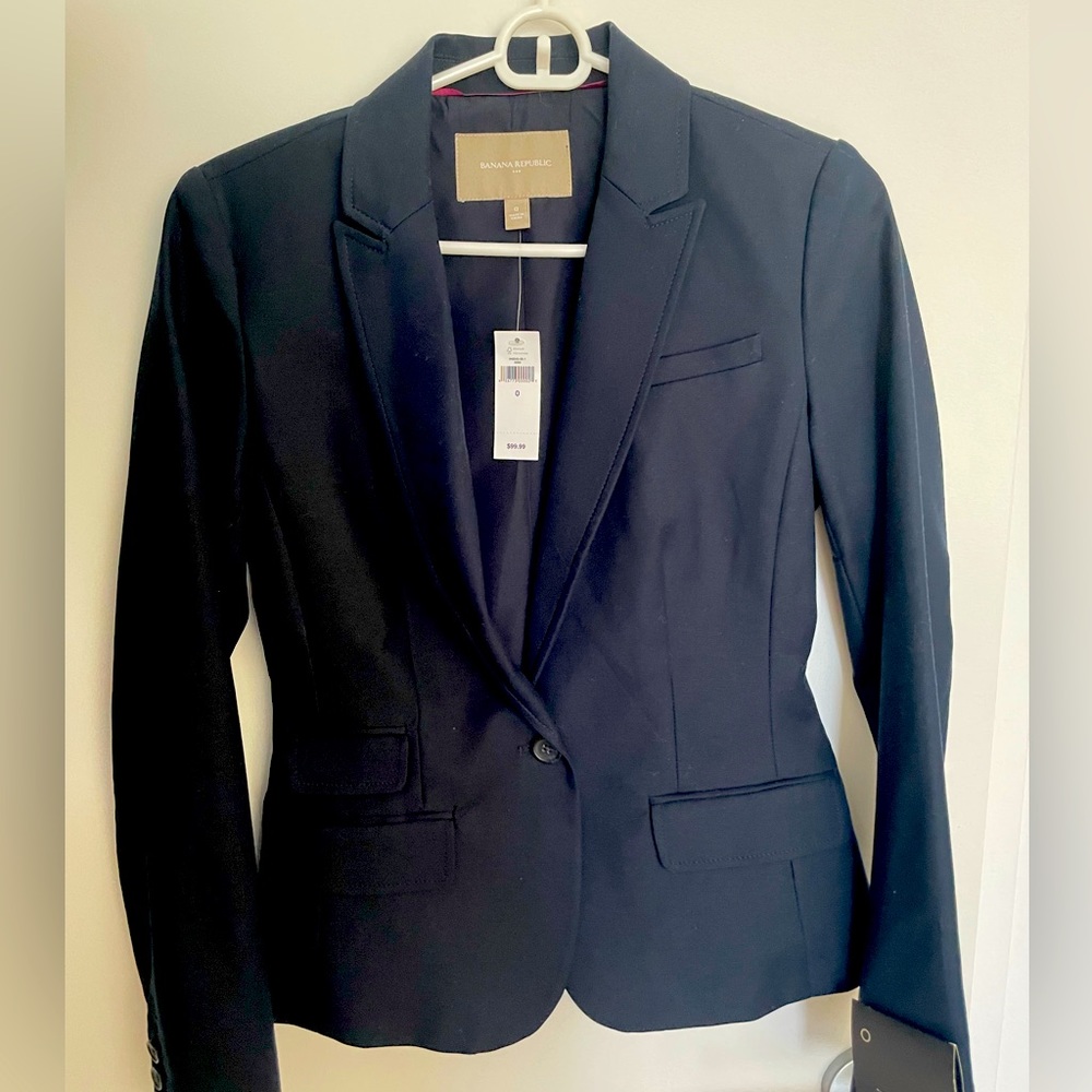 NWT banana republic blazer with pockets navy blue